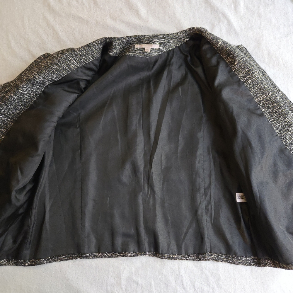 Gap Women's XL Grey Boucle & Gold Metallic Cropped Zip Up Jacket - Picture 7 of 11